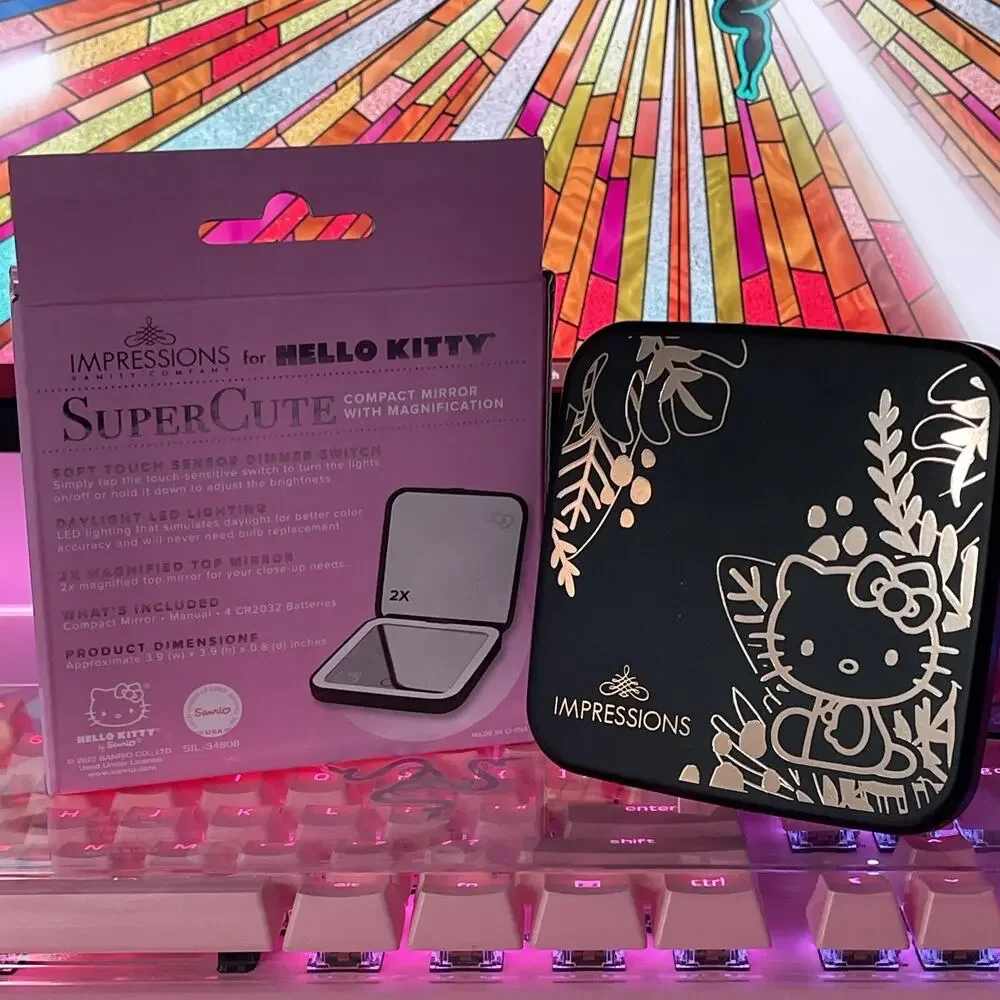 Impressions Vanity Hello Kitty Compact Mirror Black Touch Sensor Dimmer Sanrio